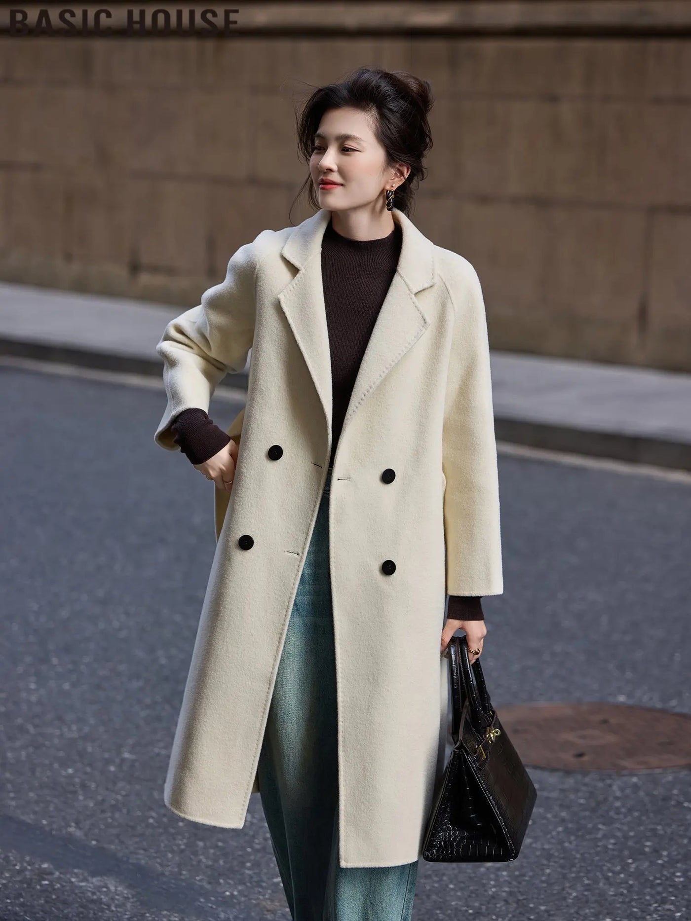 Basic House/Baijiahao Half-Day Leisure Long Profile Light Luxury Wool coat Women 2024 Winter New  Pre2brand